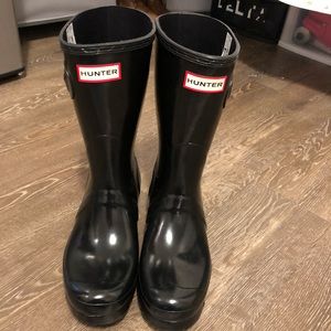 Black Short Glossy Hunter Boots